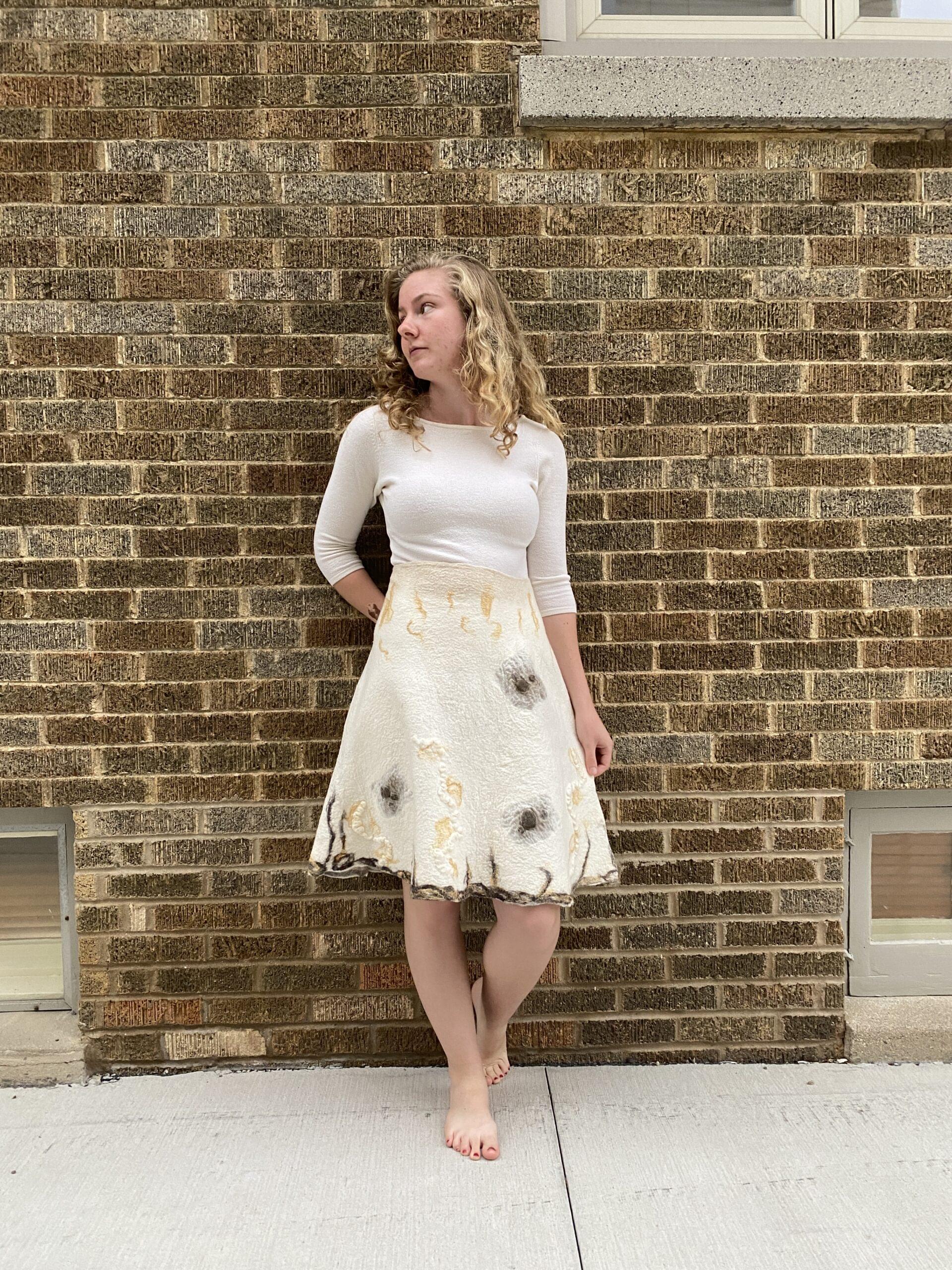 Brown and gold tone skirt